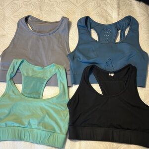 Fabletics Sports Bras - Black, Blue, Gray, and Green